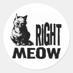 Right MEOW! Funny Evil Kitty Classic Round Sticker