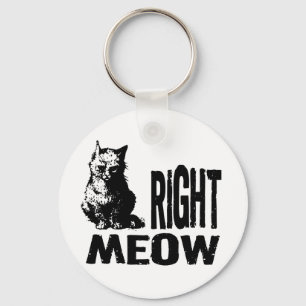 Right MEOW! Funny Evil Kitty Key Ring