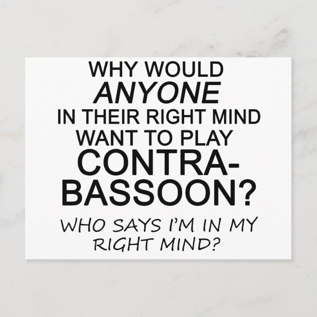 Right Mind Contrabassoon Postcard (Front)