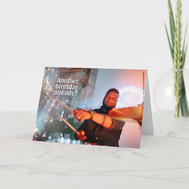 Right on Time Pocket Drummer Percussion Birthday Card (Front)