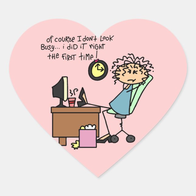 Right The First Time Humour Heart Sticker (Front)