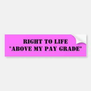 RIGHT TO LIFE"ABOVE MY PAY GRADE" BUMPER STICKER