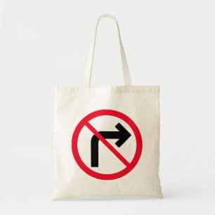 Right Turn Prohibited Sign Budget Tote Bag