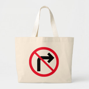 Right Turn Prohibited Sign Jumbo Tote Bag