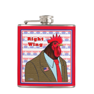 Right Wing Rooster Hip Flask