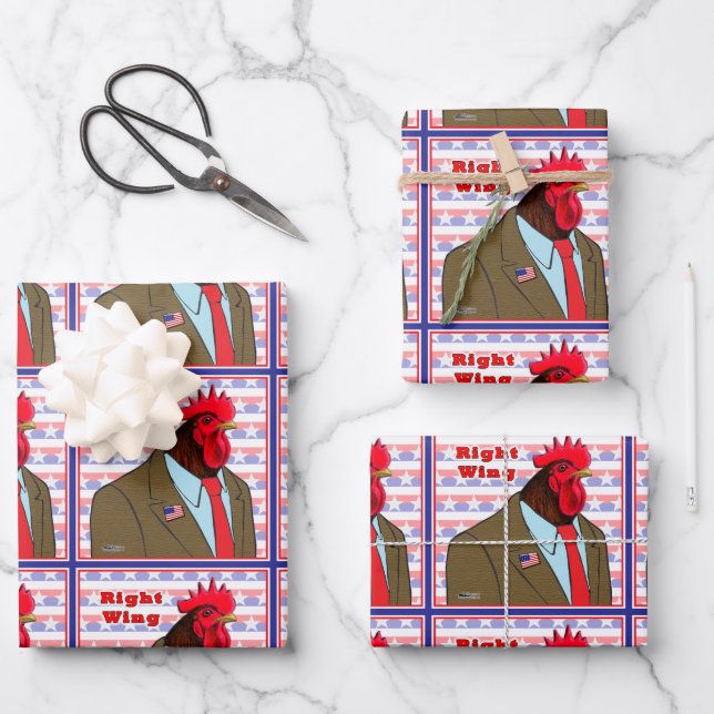 Right Wing Rooster Wrapping Paper Sheet (Front)
