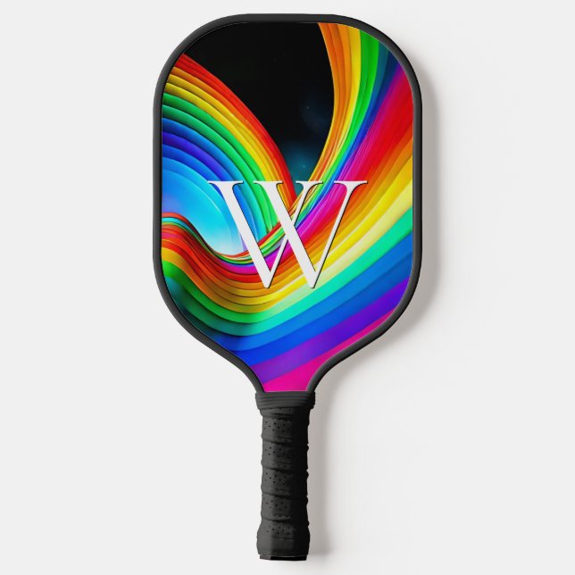 Righteous Rainbow Trendy Cool Monogram Pickleball Paddle (Back)