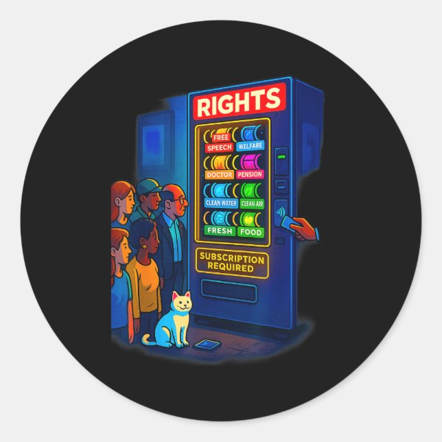 Rights Behind A Paywall Funny Satire Gift  Classic Round Sticker (Front)
