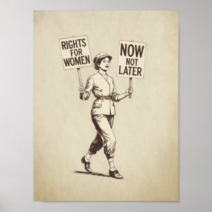 Rights for Women, Vintage Feminist Suffragette Art Poster