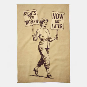 Rights for Women, Vintage Feminist Suffragette Art Tea Towel