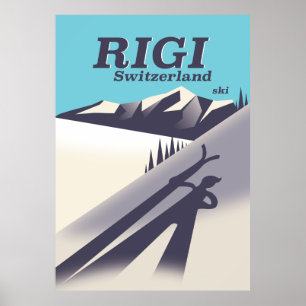 Rigi Switzerland ski travel poster