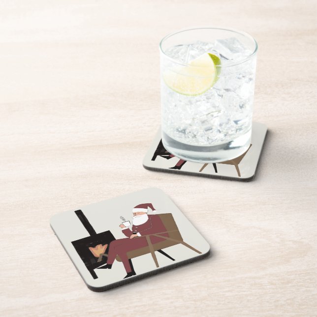 Rigid Santa by the Fireplace Coasters (Right Side)