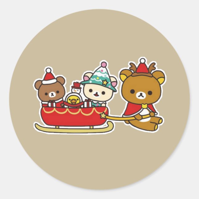 Rilakkuma christmas classic round sticker (Front)