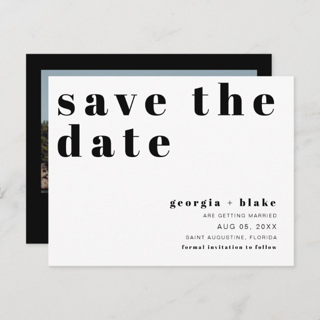 RILEY Retro Bold Contemporary Save the Date Invitation (Front/Back)