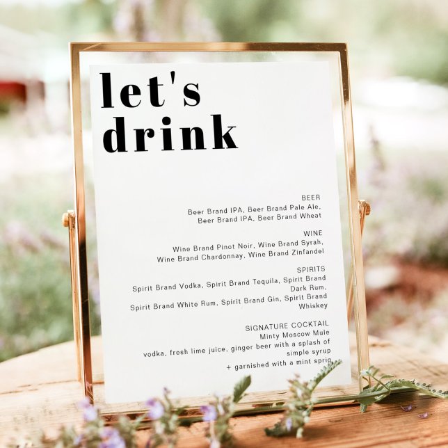 RILEY Retro Bold Let's Drink Bar Menu Poster (Creator Uploaded)
