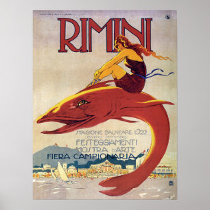 Rimini coast, Italy, girl on a big fish Poster