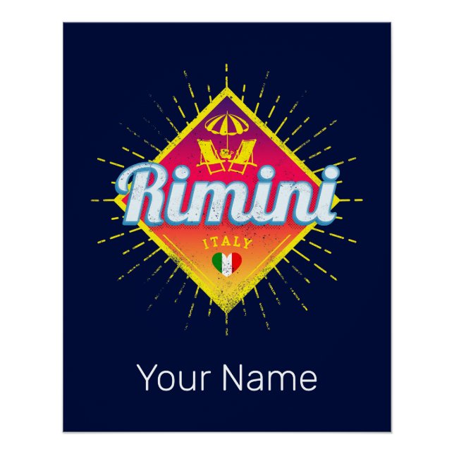 Rimini Emilia-Romagna Italy Retro Sunset Vintage Poster (Front)