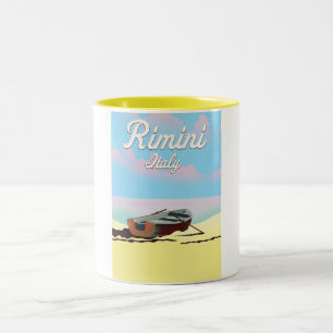Rimini Italy beach poster Two-Tone Coffee Mug