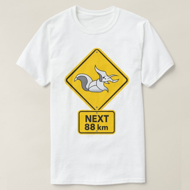 Rimworld Megaspider Warning Road Sign funny meme i T-Shirt (Design Front)