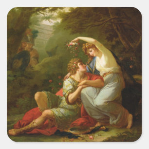 Rinaldo and Armida, 1771 (oil on canvas) Square Sticker