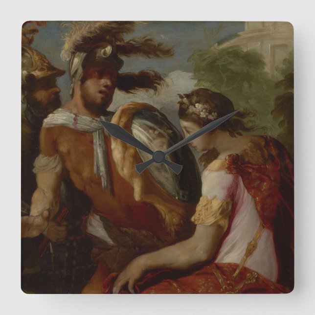 Rinaldo and the Mirror-Shield, c.1650-55 Square Wall Clock (Front)