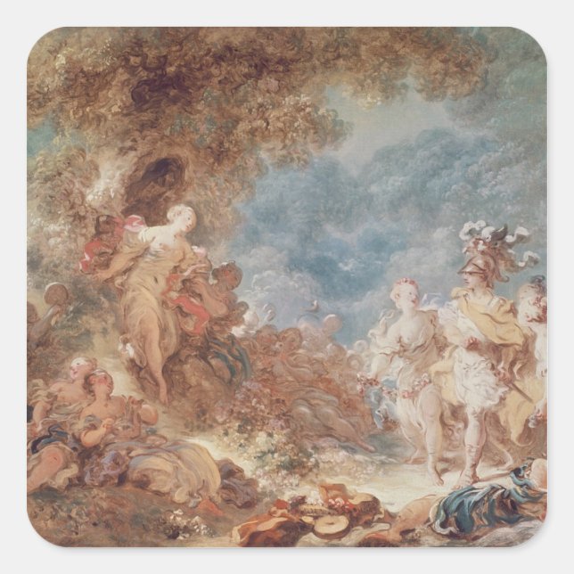 Rinaldo in the Gardens of Armida Square Sticker (Front)