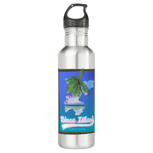 Rinca island Indonesia travel map 710 Ml Water Bottle