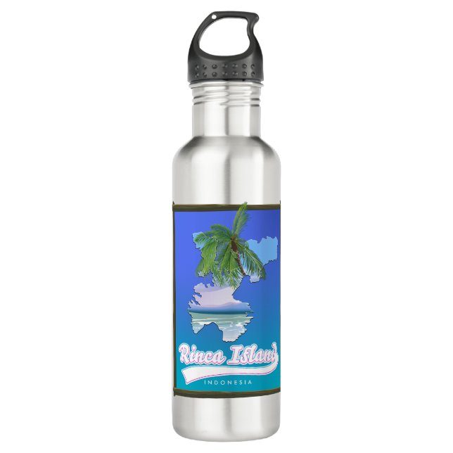 Rinca island Indonesia travel map 710 Ml Water Bottle (Front)