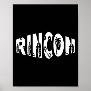 Rincon Beach Surfing Cool Surf Spot Tee For Surfer Poster