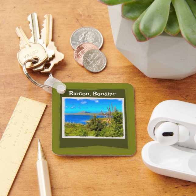 Rincon, Bonaire Watercolor Key Ring (Desk)