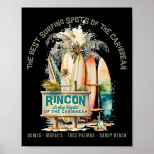 Rincon Pr Surfing Capital Of The Caribbean Surfers Poster