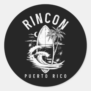 Rincon Puerto Rico Surf Vintage Surfer Classic Round Sticker