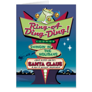 Ring-A-Ding-Ding Neon Sign Retro Christmas Card
