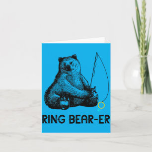 Ring Bearer Bear Fishing Wedding Party Safety Ring Card
