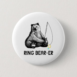 Ring Bearer Bear Fishing Wedding Party Security Ri 6 Cm Round Badge
