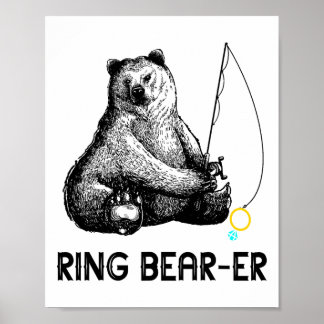 Ring Bearer Bear Fishing Wedding Party Security Ri Poster