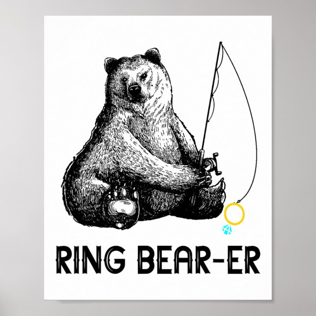 Ring Bearer Bear Fishing Wedding Party Security Ri Poster (Front)