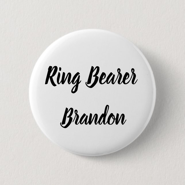 Ring Bearer Black Custom Name Gifts Wedding  6 Cm Round Badge (Front)