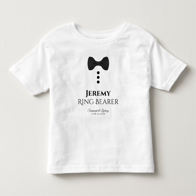 Ring Bearer Black Tie Wedding Young Child T-shirt (Front)