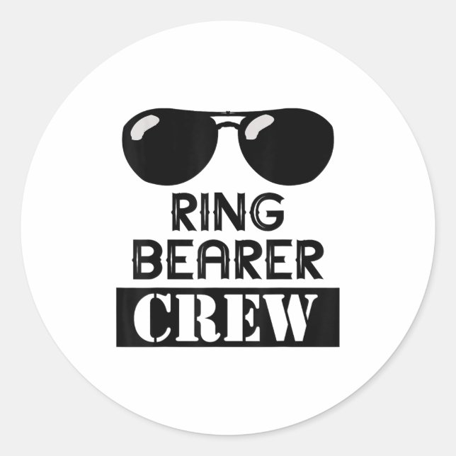 Ring Bearer Crew Ring Wedding Party Sungl Security Classic Round Sticker (Front)
