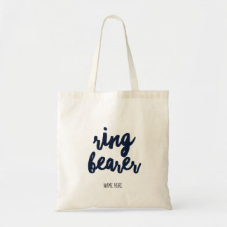 Ring Bearer Custom Name Navy Blue Tote Bag