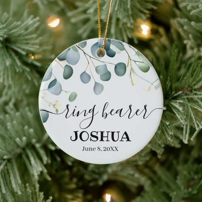 ring bearer eucalyptus Wedding Keepsake Ceramic Ornament (Tree)