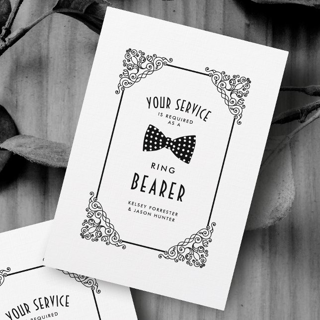 Ring Bearer Funny BW Bow Tie Vintage Flourish (Creator Uploaded)