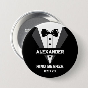 Ring Bearer Gift with Custom Name and Wedding Date 7.5 Cm Round Badge