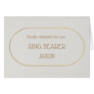 RING BEARER Gold and White Place Name Card