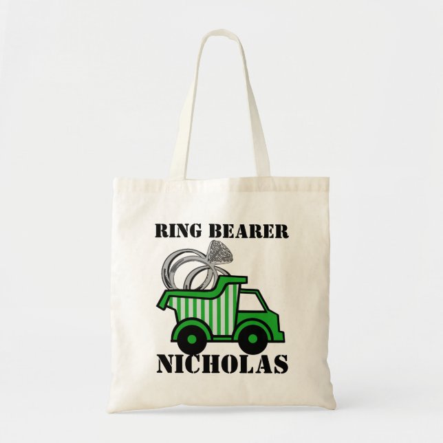 Ring Bearer Green Dump Truck Tote Bag (Front)