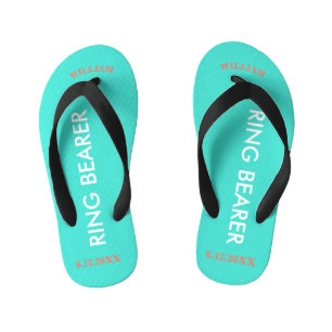 Ring Bearer NAME Turquoise Blue Kid's Thongs