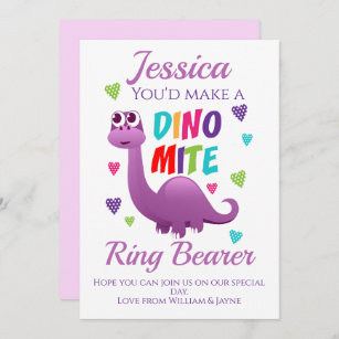 Ring Bearer Page Girl Proposal Dinosaur Card