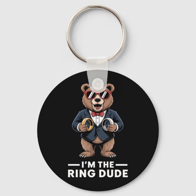 Ring Bearer Ring Security Funny Wedding Party Bear Key Ring (Front)