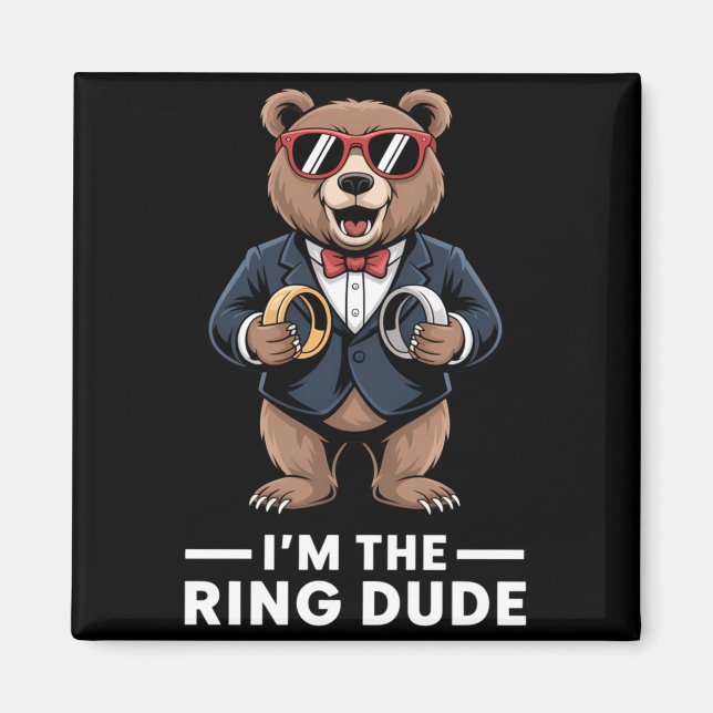 Ring Bearer Ring Security Funny Wedding Party Bear Magnet (Front)